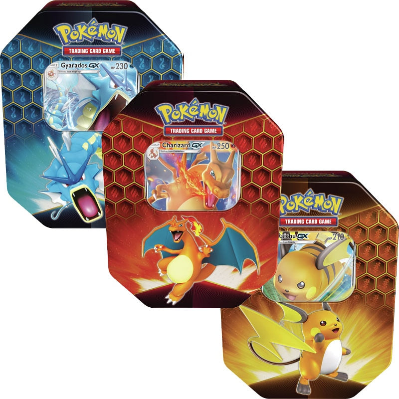 Sun & Moon - Hidden Fates Tin Set - Charizard, Raichu & Gyarados – Dodo ...